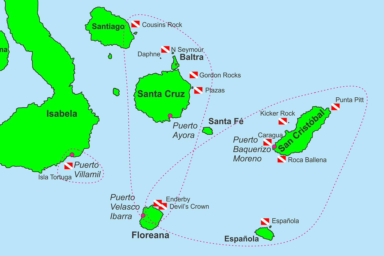 Dive Tours Map